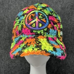 NEW OOAK Handmade Crochet Baseball Hat Groovy Peace Love by Elevate Crochet